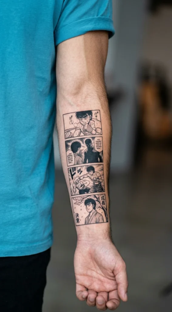 Manga Panel Forearm Strip Tattoo