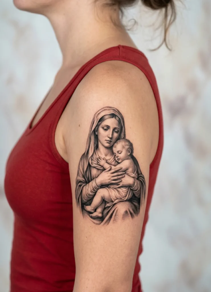 Mary Holding Baby Jesus Pietà Style