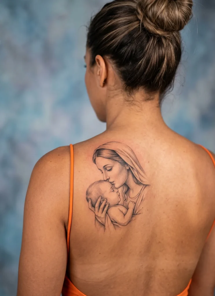Mary Kissing Baby Jesus Forehead