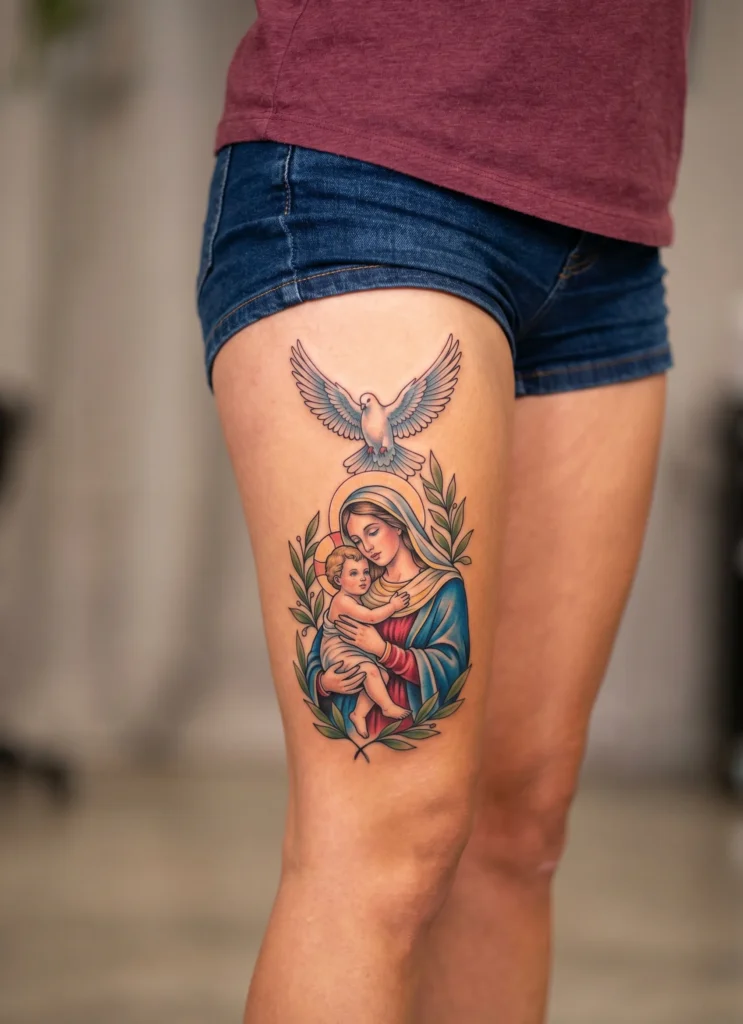 Mary and Jesus with Dove of Peace