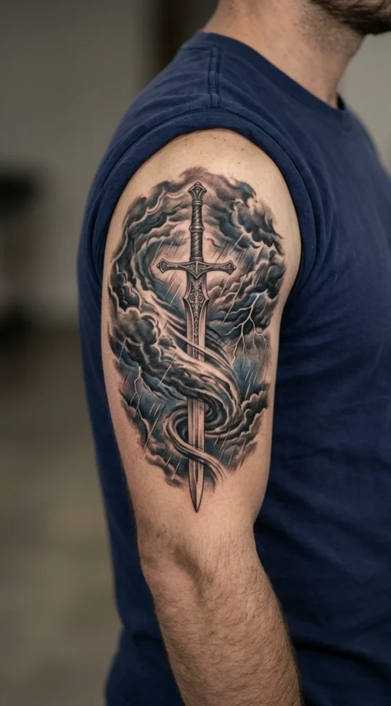 Michael Sword with Storm Background