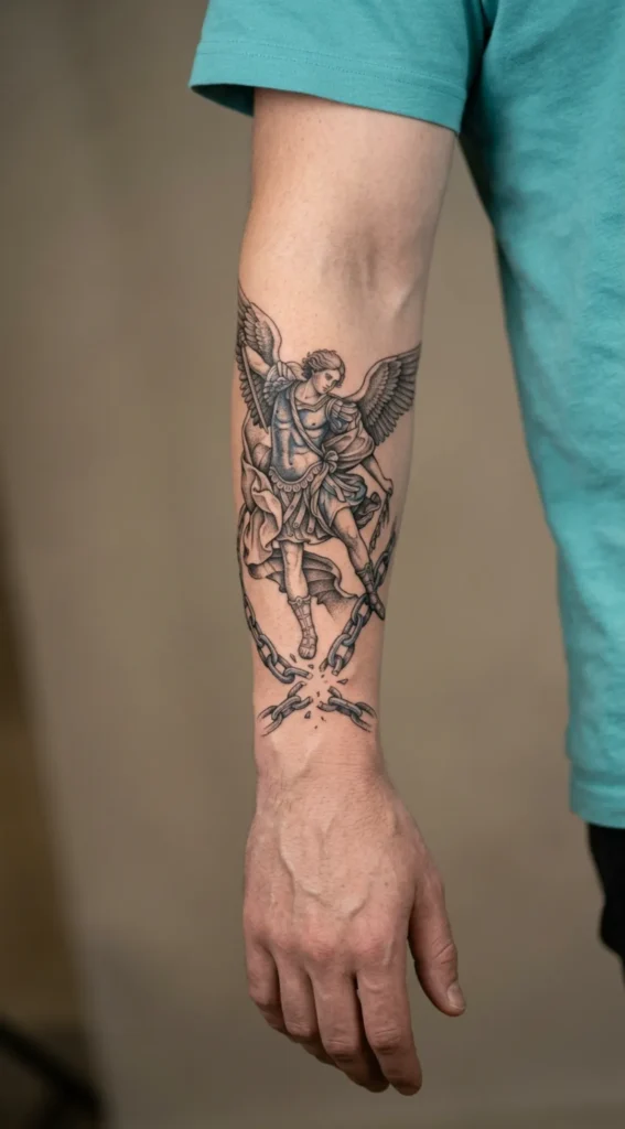 Michael with Broken Chains Forearm Art