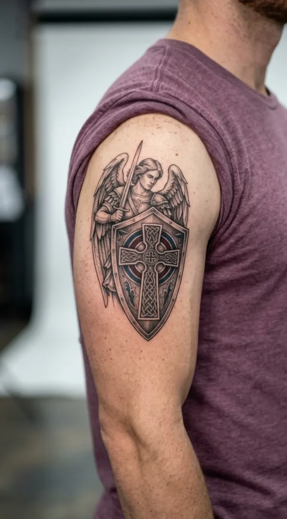 Michael with Cross Engraved Shield