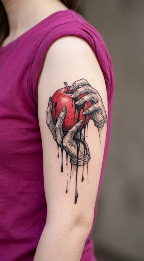 Misa Holding Apple Dripping Ink Style