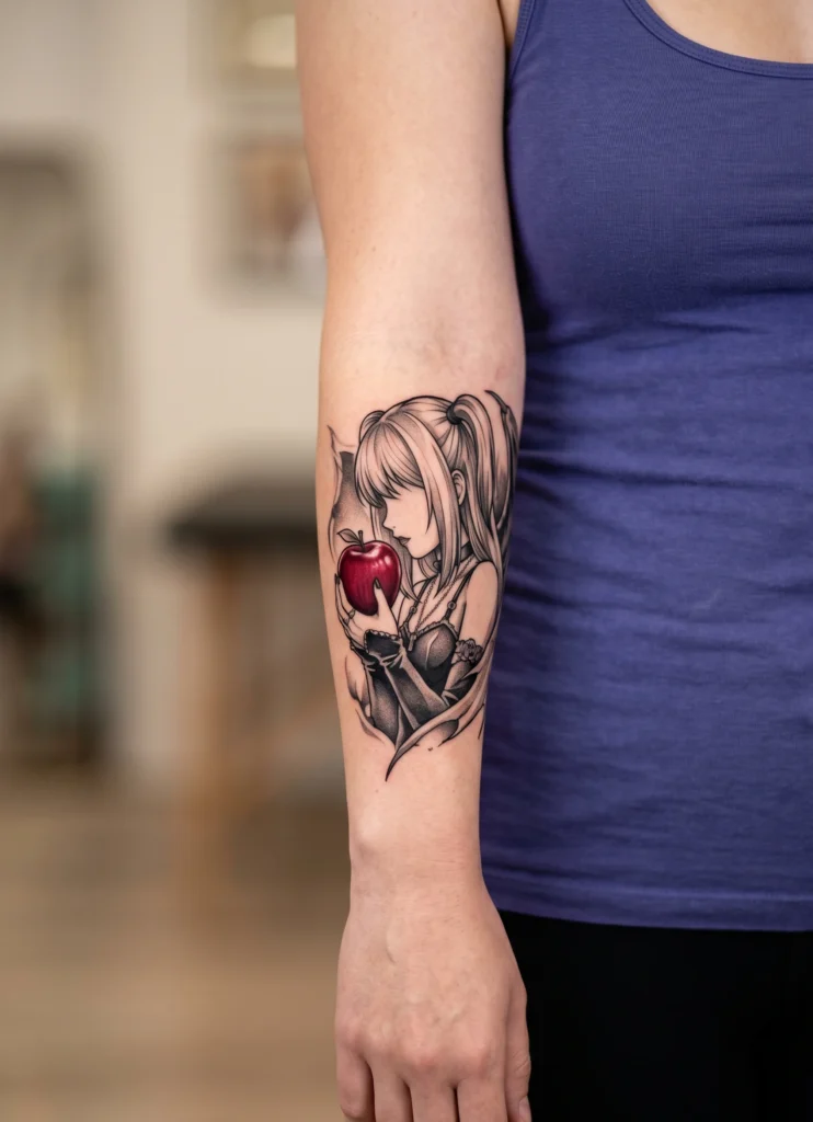 Misa with Red Apple Symbolism Tattoo