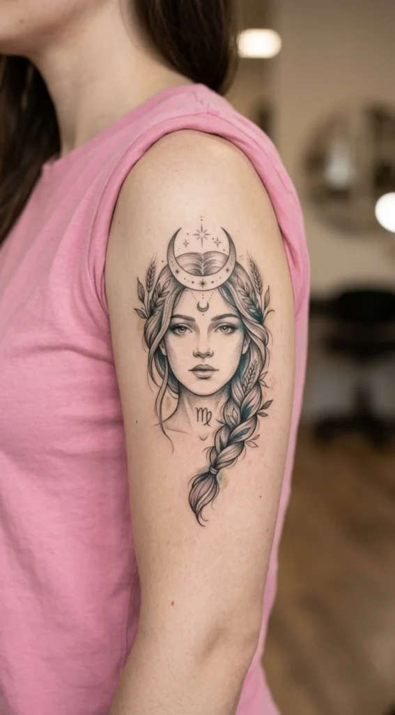 Moon Goddess Virgo Portrait Design
