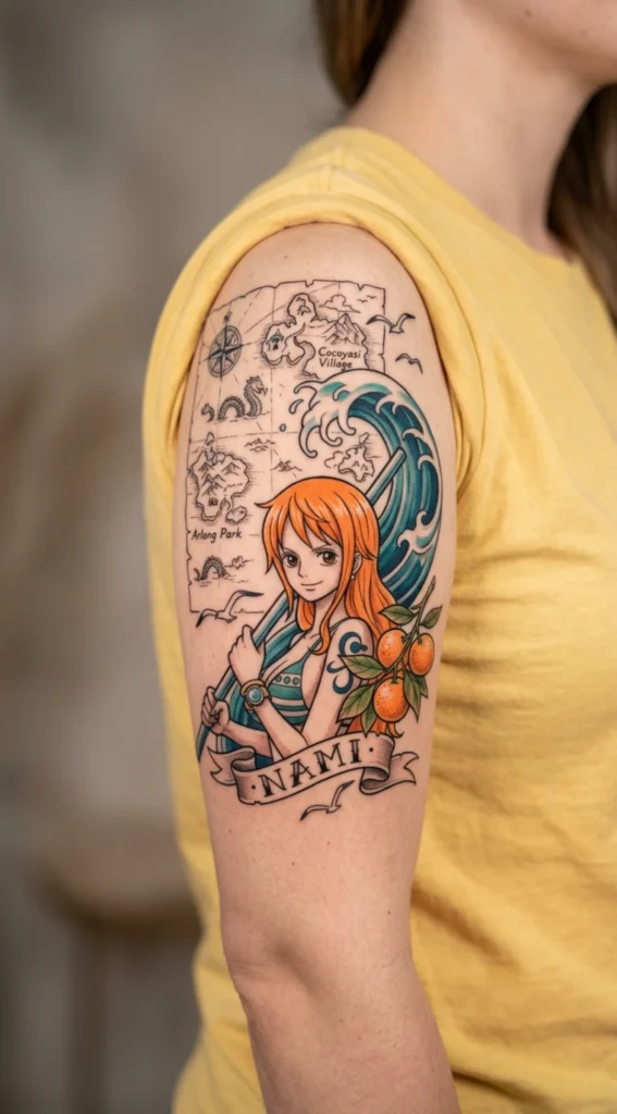 Nami One Piece Map and Ocean Theme