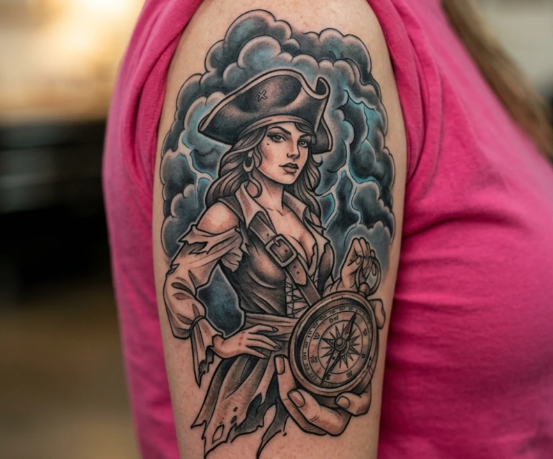 Neo Traditional Pinup Tattoo Design