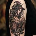 Neo Traditional Witch Tattoo Design