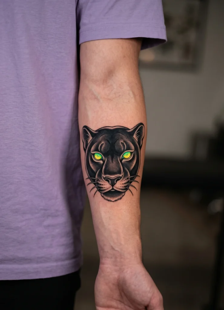 Panther Head with Glowing Eyes