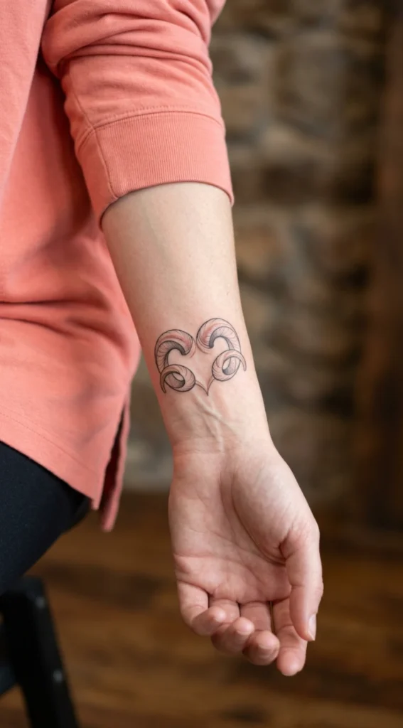 Ram Horns Forming Heart Shape Design