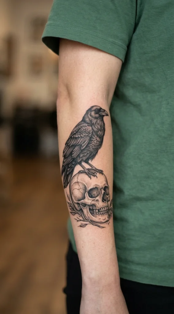 Raven on Skull Perch