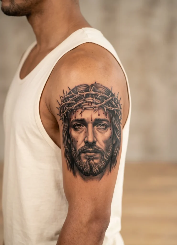 Realistic Jesus Face Crown of Thorns