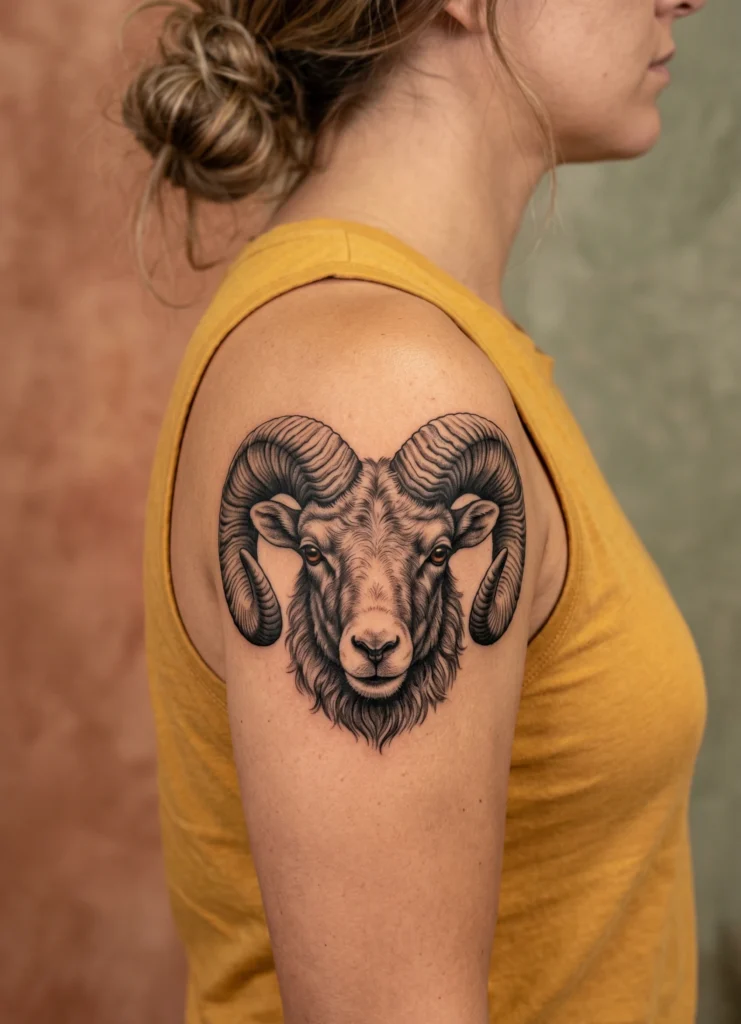 Realistic Ram Head Bold Portrait