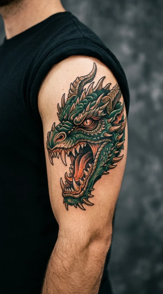 Roaring Dragon Head Close Up