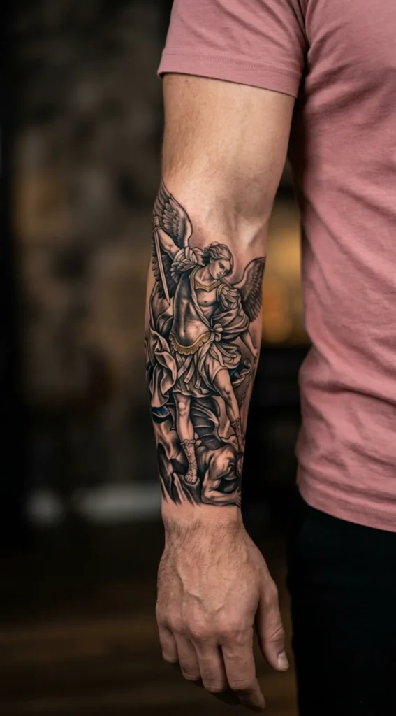 Saint Michael Battle Stance Forearm