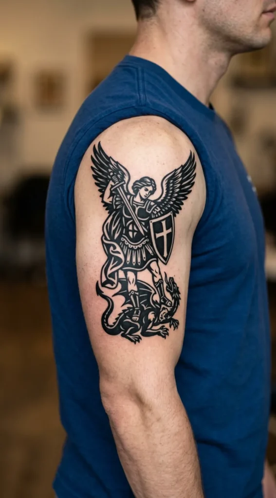 Saint Michael Blackwork Warrior Design