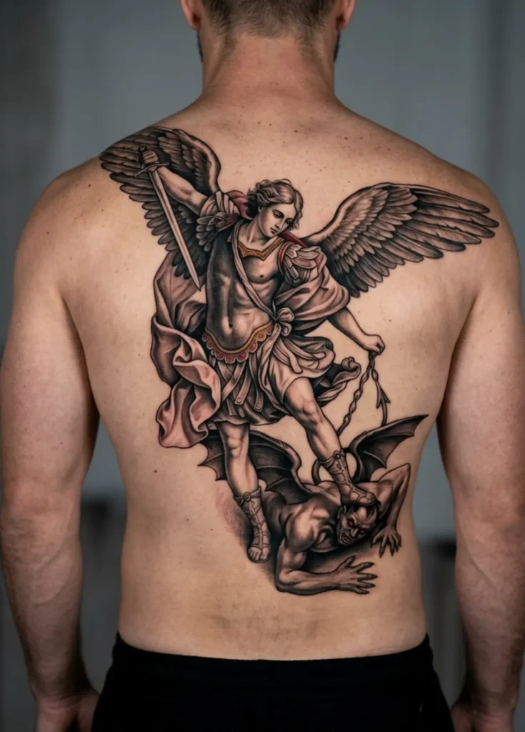 Saint Michael Defeating Demon Realism