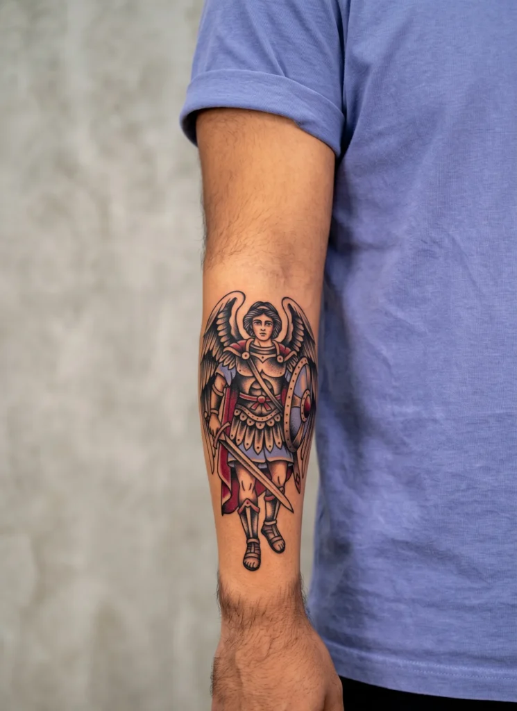 Saint Michael Forearm Warrior Portrait