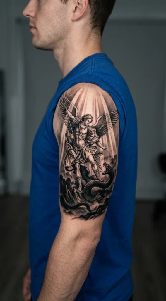 Saint Michael Heavenly Light vs Snake