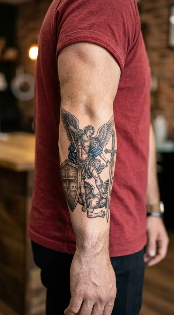 Saint Michael Shield and Sword Forearm