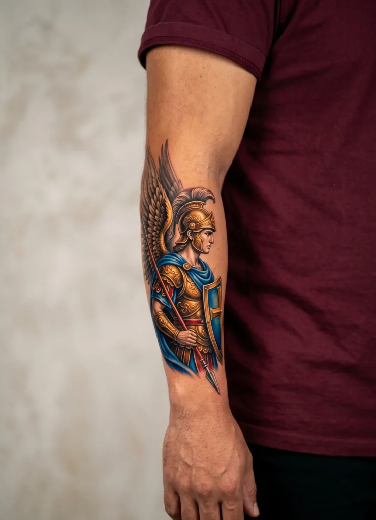 Saint Michael Side Profile Forearm Realism
