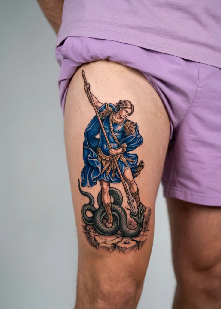 Saint Michael Spear Piercing Snake