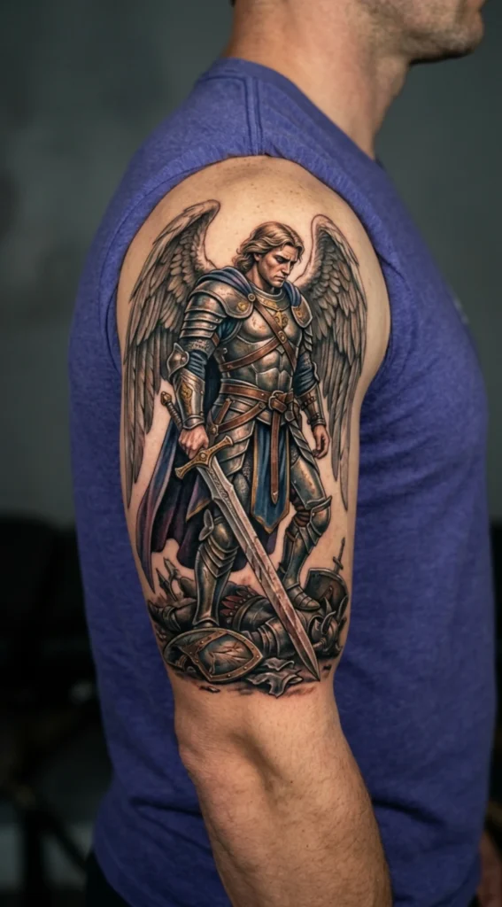 Saint Michael Sword Victory Pose Realism