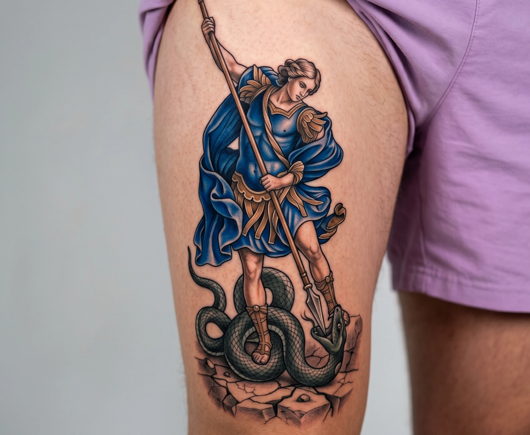 Saint Michael Tattoo with Snake