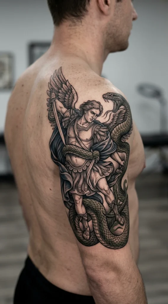Saint Michael Wrapped by Battle Snake