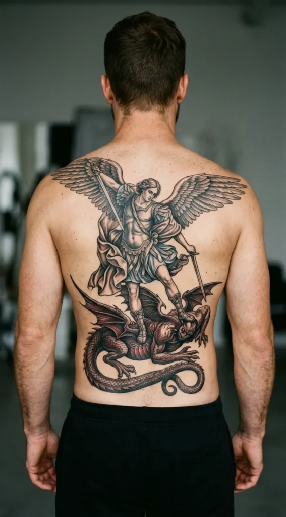 Saint Michael and Dragon Full Back