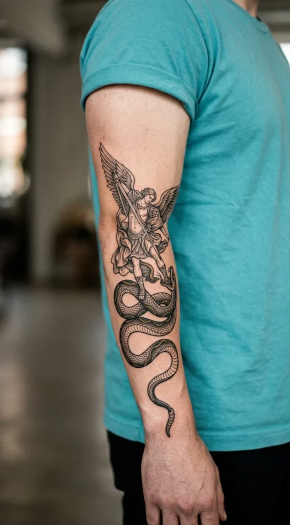Saint Michael and Snake Forearm Battle