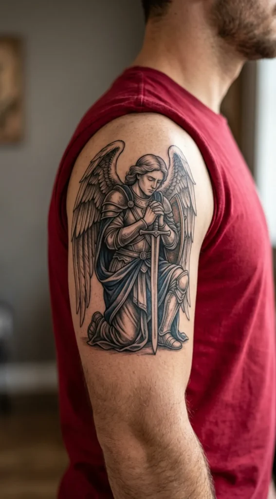 Saint Michael in Prayer Before Battle