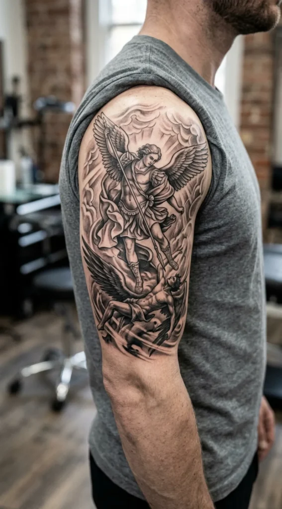 Saint Michael vs Lucifer Battle Scene