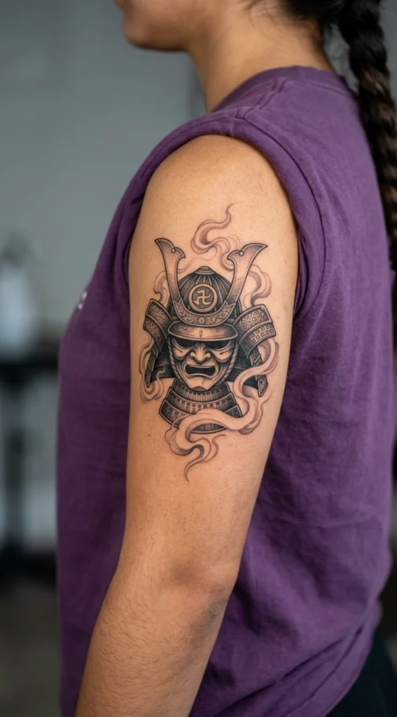Samurai Helmet with Smoke Flow