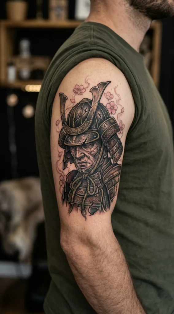 Samurai Warrior with Broken Helmet