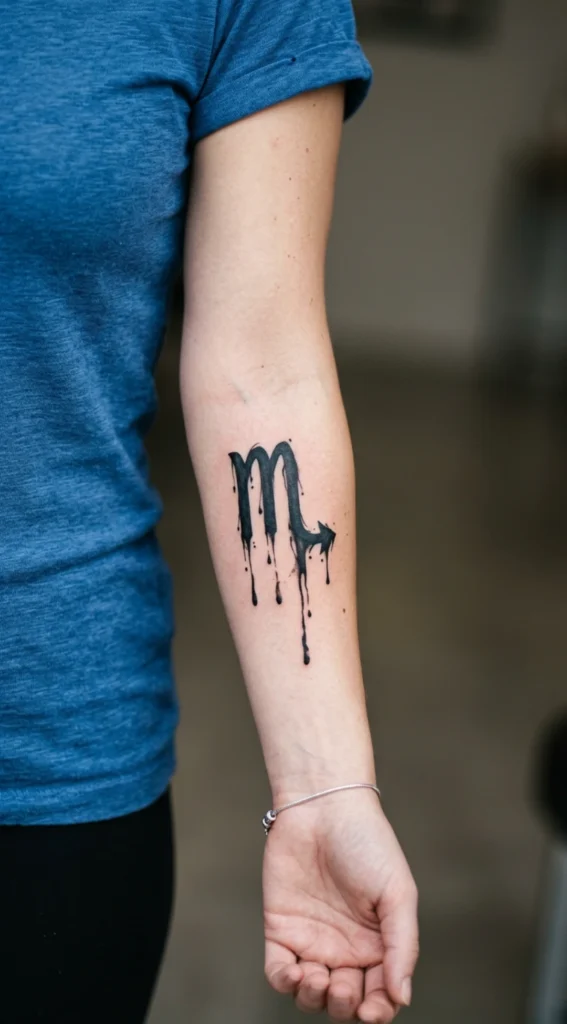 Scorpio Symbol with Dripping Ink Effect