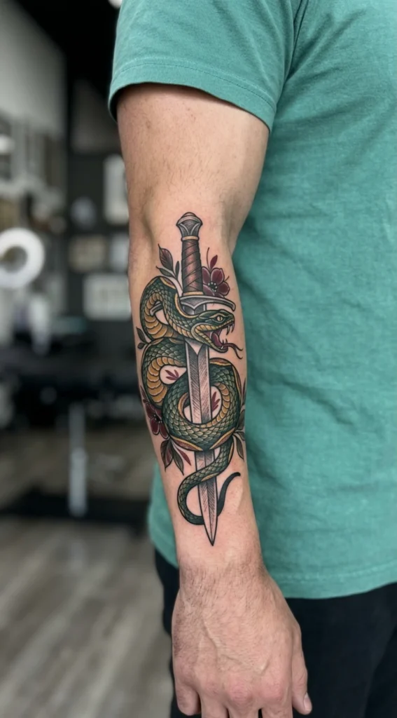 Snake Coiled Around Sword