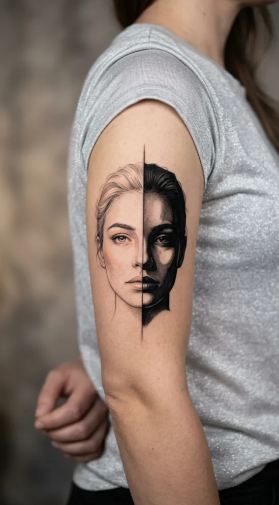 Split Face Light vs Dark Portrait