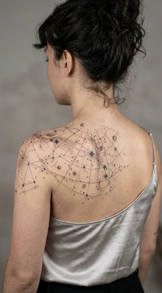 Star Map Aries Across Shoulder and Back