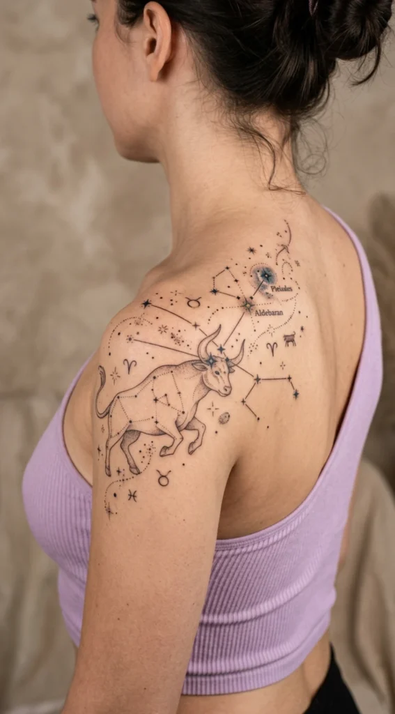 Star Map Taurus Shoulder Design