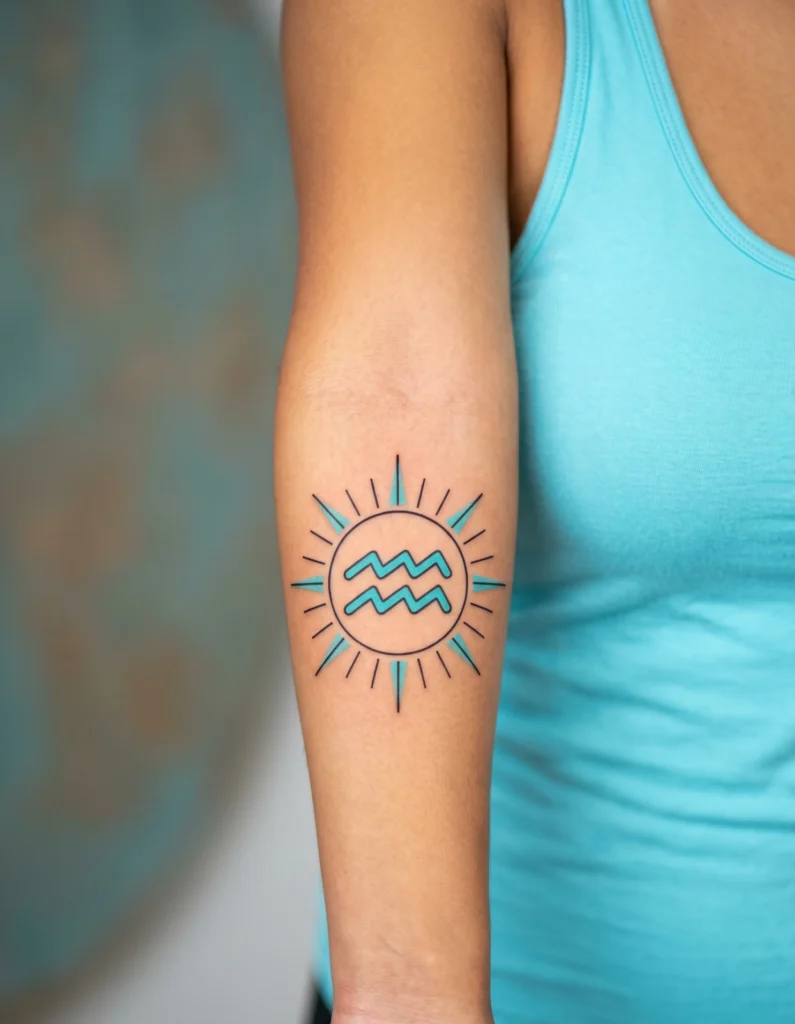 Sun and Aquarius Energy Symbol