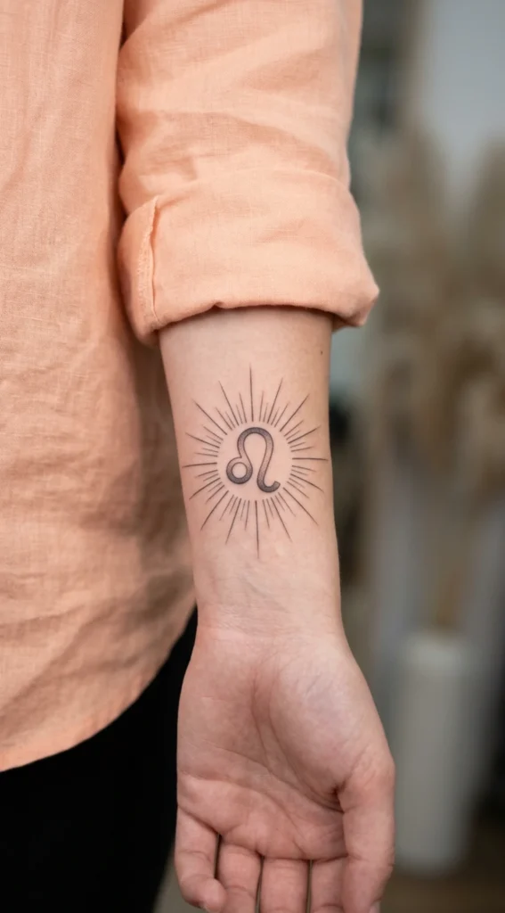 Sun and Leo Symbol Fusion Design
