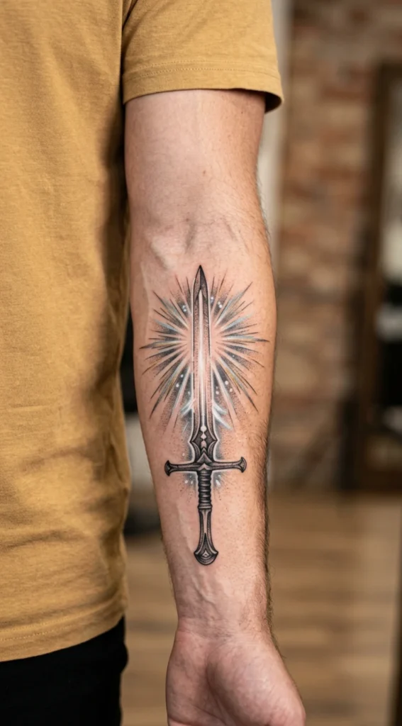 Sword Glowing in Holy Light Effect