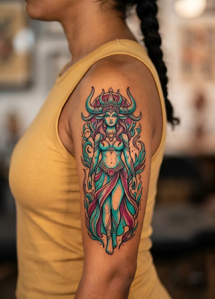 taurus Goddess with Horn Crown