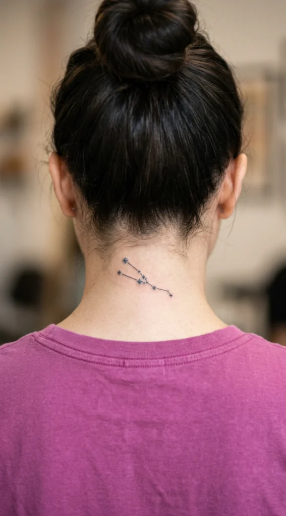 Taurus Star Cluster Behind Neck Tattoo