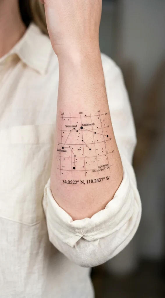 Tiny Aquarius Star Map Design