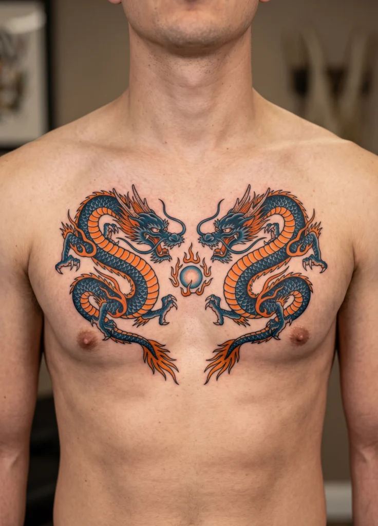 Twin Dragons Facing Each Other