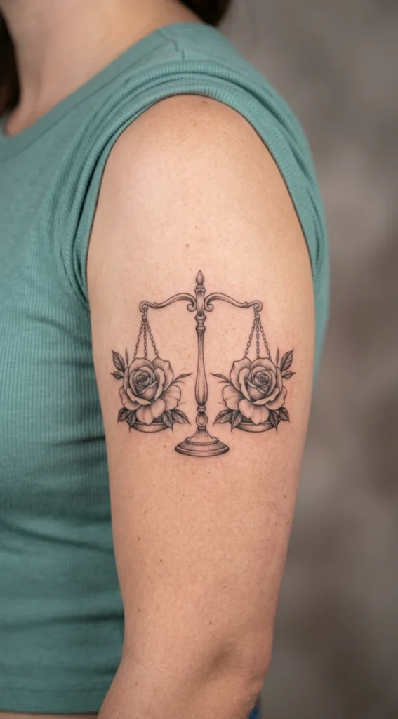 Twin Roses Balancing Libra Scales