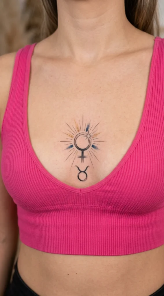 Venus Light Beam and Taurus Symbol